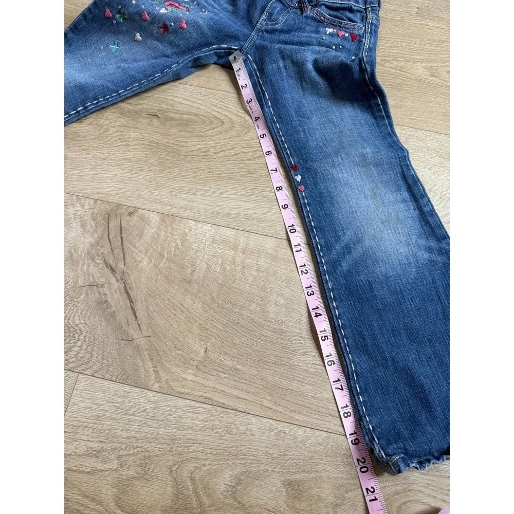 EUC Kids Girls Gap Denim embroidered Y2K Vintage flare jeans hearts size 6